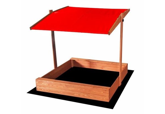 Zandbak - met deksel en dak - hout - 120x120 cm - rood