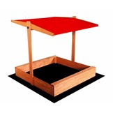 Zandbak - met deksel en dak - hout - 120x120 cm - rood