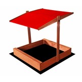 Zandbak - met deksel en dak - hout - 120x120 cm - rood