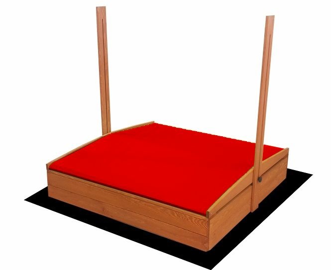 Zandbak - met deksel en dak - hout - 120x120 cm - rood