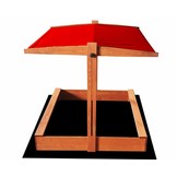 Zandbak - met deksel en dak - hout - 120x120 cm - rood