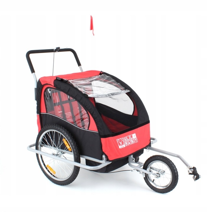 Fietskar kind - kinderaanhanger - 2-zits - rood zwart