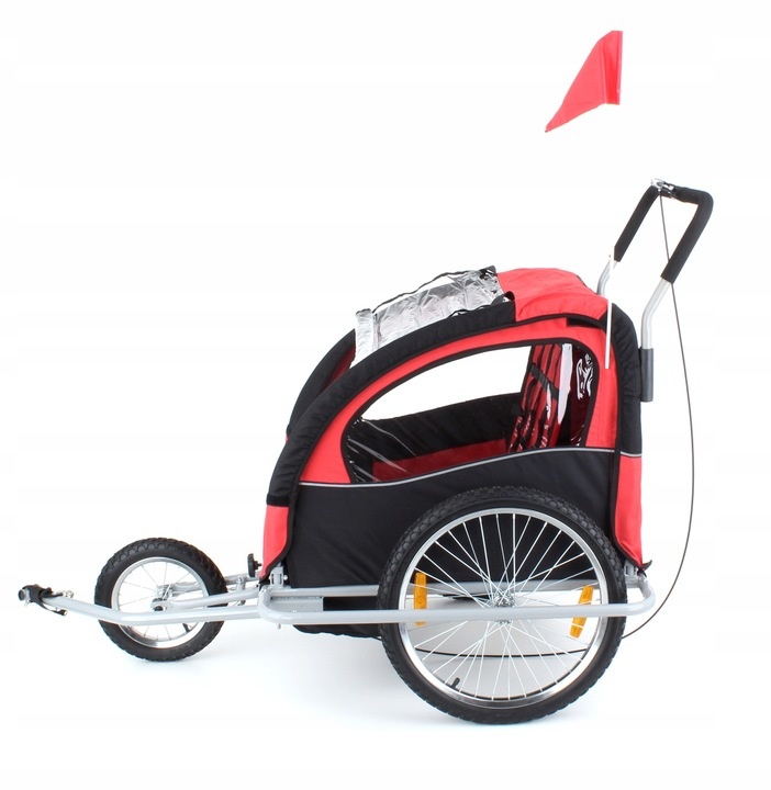 Fietskar kind - kinderaanhanger - 2-zits - rood zwart