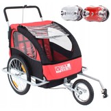 Fietskar kind - kinderaanhanger - 2-zits - rood zwart