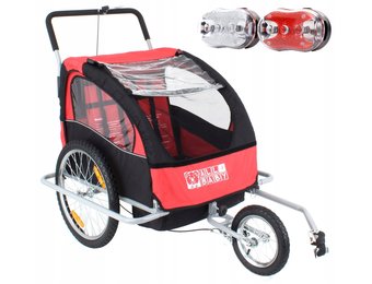 Fietskar kind - kinderaanhanger - 2-zits - rood zwart