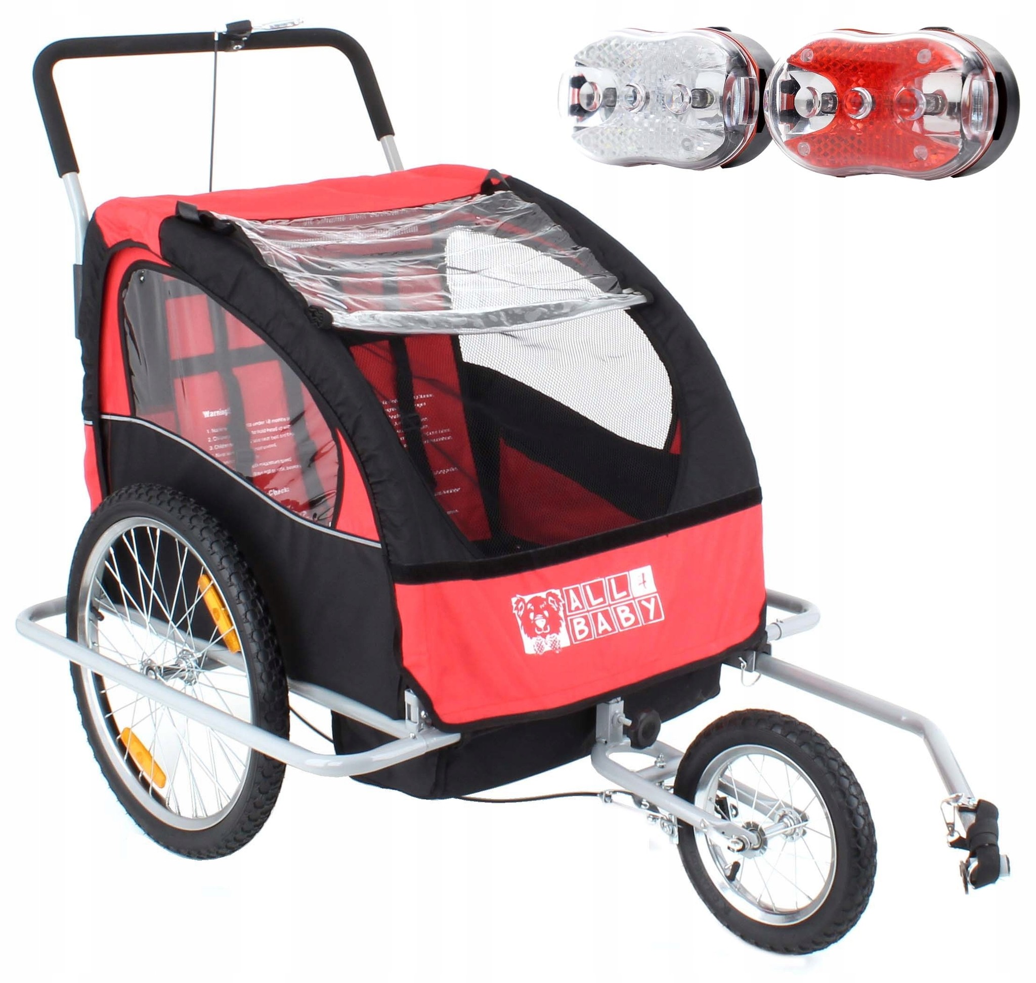 Fietskar kind - kinderaanhanger - 2-zits - rood zwart