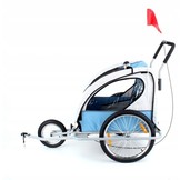 Fietskar kind - kinderaanhanger - 2-zits - blauw grijs