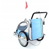 Fietskar kind - kinderaanhanger - 2-zits - blauw grijs