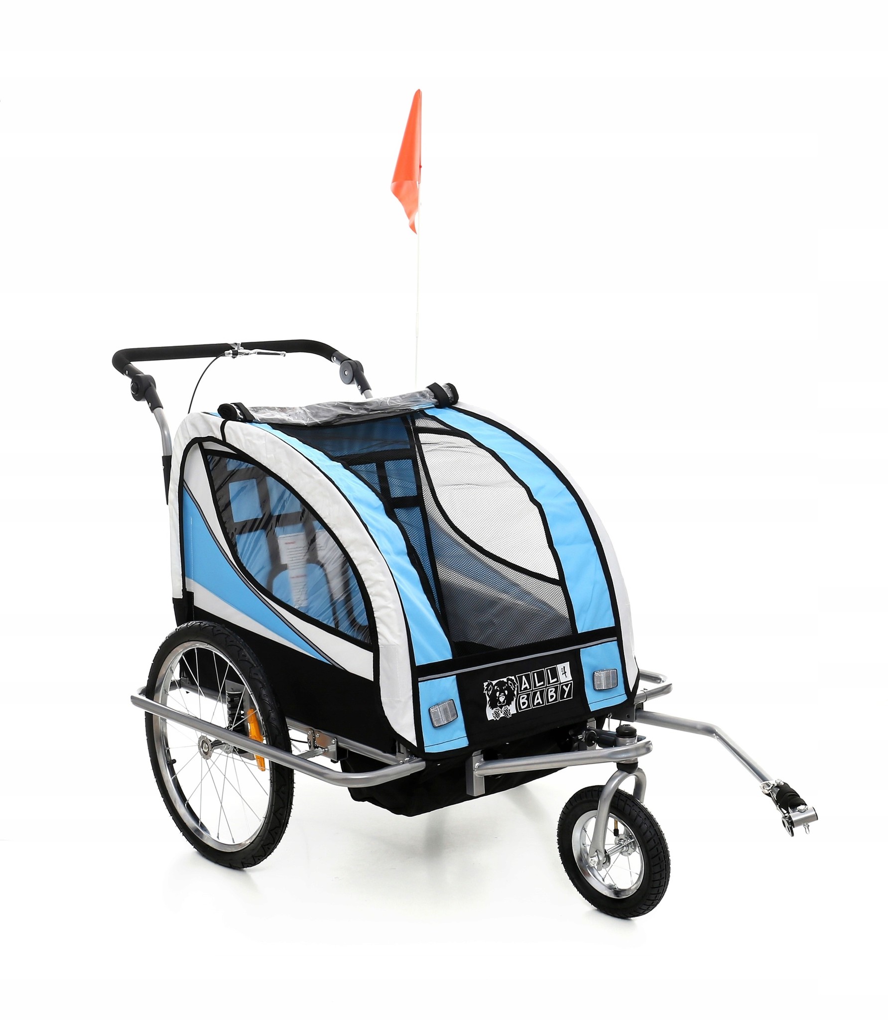 Fietskar kind - met buggy functie - 2-in-1 - 2 zits - blauw