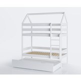 Stapelbed - kinderbed - huisje - 80x160 cm - met bedlade - wit
