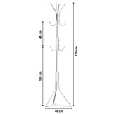 Staande kapstok - wit - 11 armen - 175 cm - 3 poten - 46 cm
