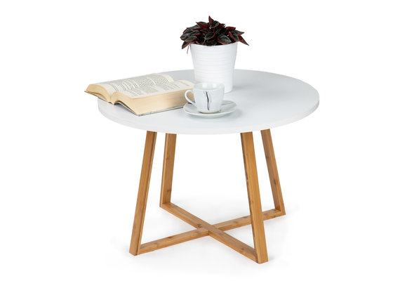 Salontafel - wit - mdf - bamboe - 60 cm - 5 kg