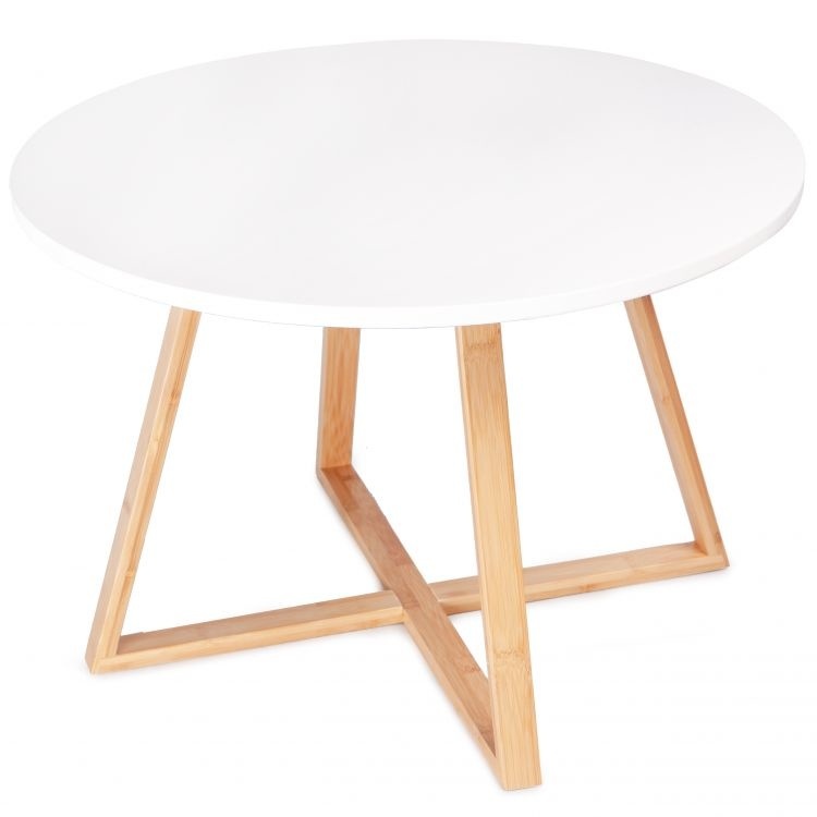 Salontafel - wit - mdf - bamboe - 60 cm - 5 kg