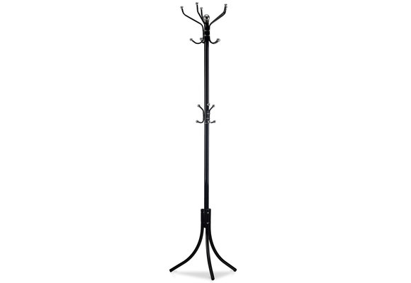 Staande kapstok - 10 hakken - metaal - zwart - 185 cm