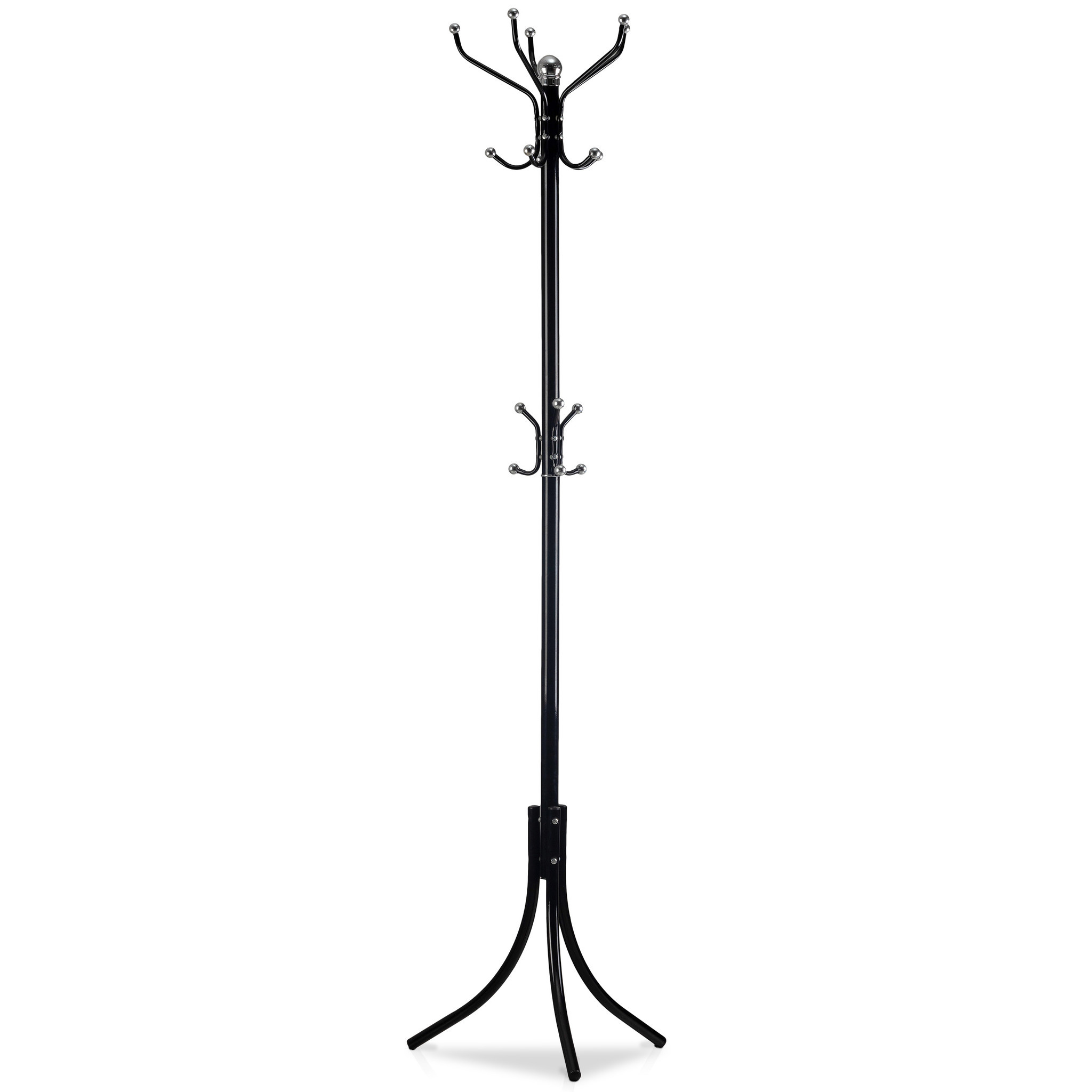 Staande kapstok - 10 hakken - metaal - zwart - 185 cm