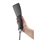 Badkraan met handdouche - waterval - opbouw - 3 gats - zwart