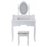 Kaptafel - met spiegel, licht en kruk - 90x40x146 cm - wit