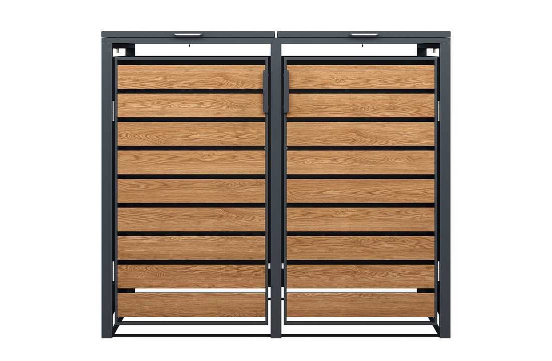 Container ombouw - 2 containers - 132x80x116cm - antraciet houtlook