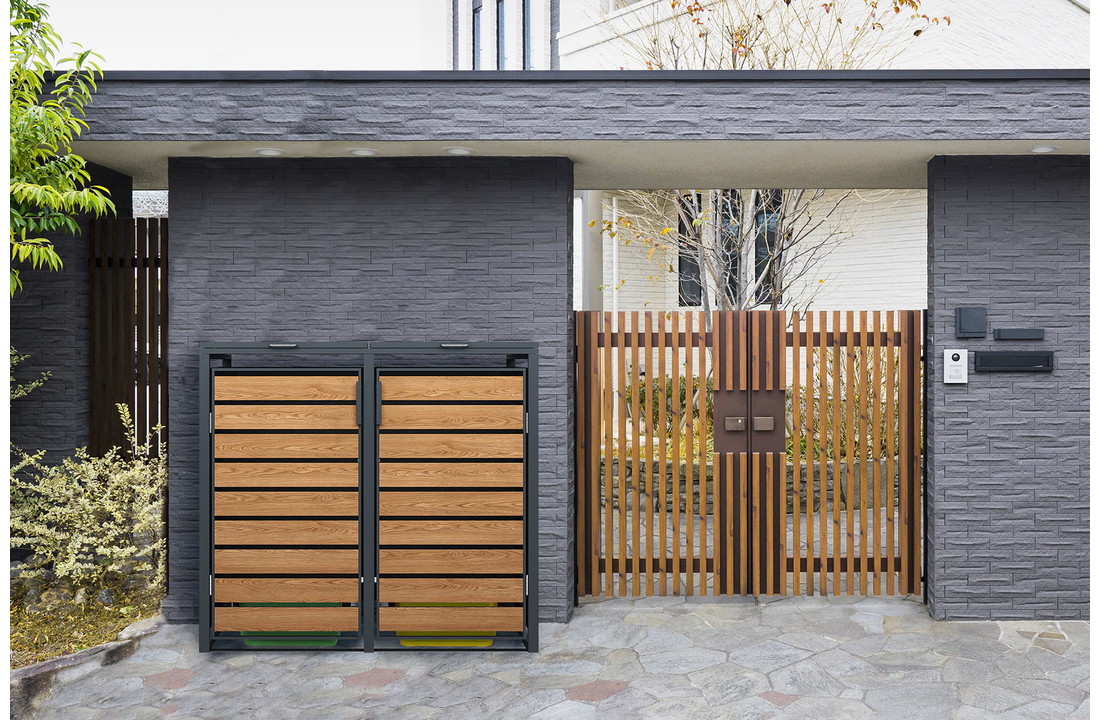 Container ombouw - 2 containers - 132x80x116cm - antraciet houtlook