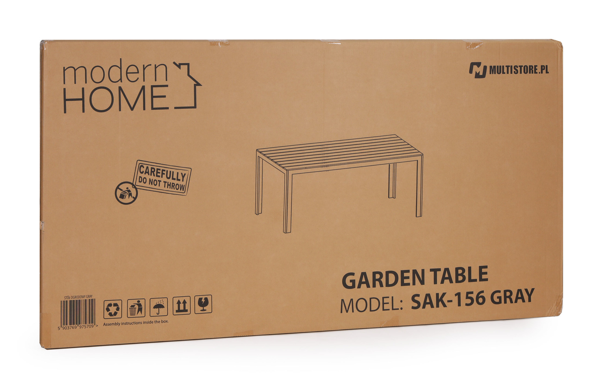 Tuintafel 6-persoons - polywood - grijs - 156x78 cm