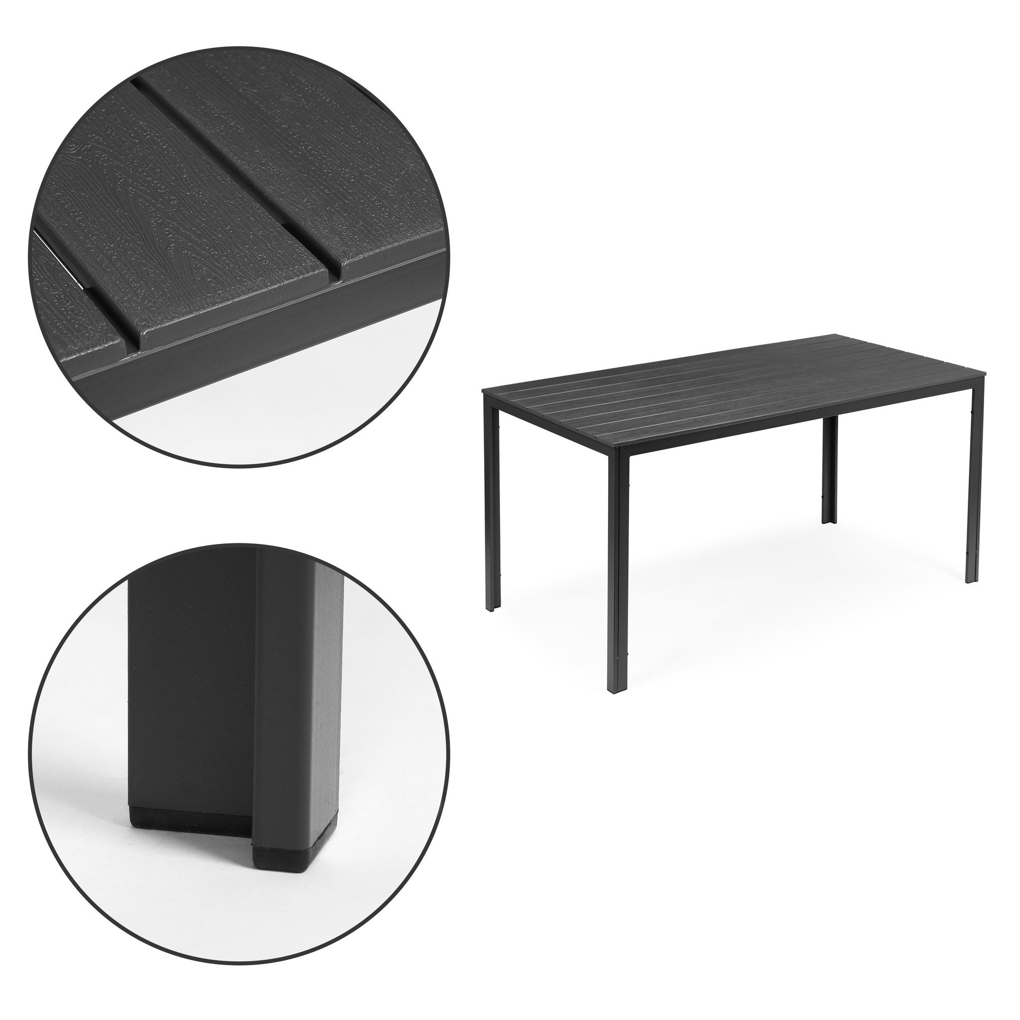 Tuintafel 6-persoons - polywood - grijs - 156x78 cm