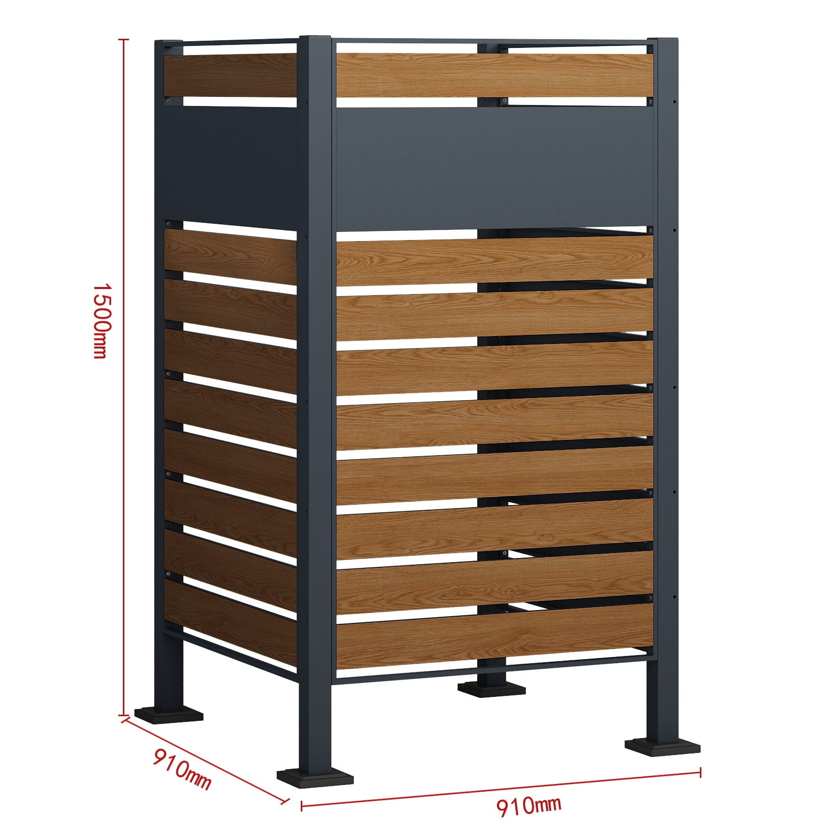Kliko ombouw - 3 panelen - 91x91x150 cm - antraciet, houtlook