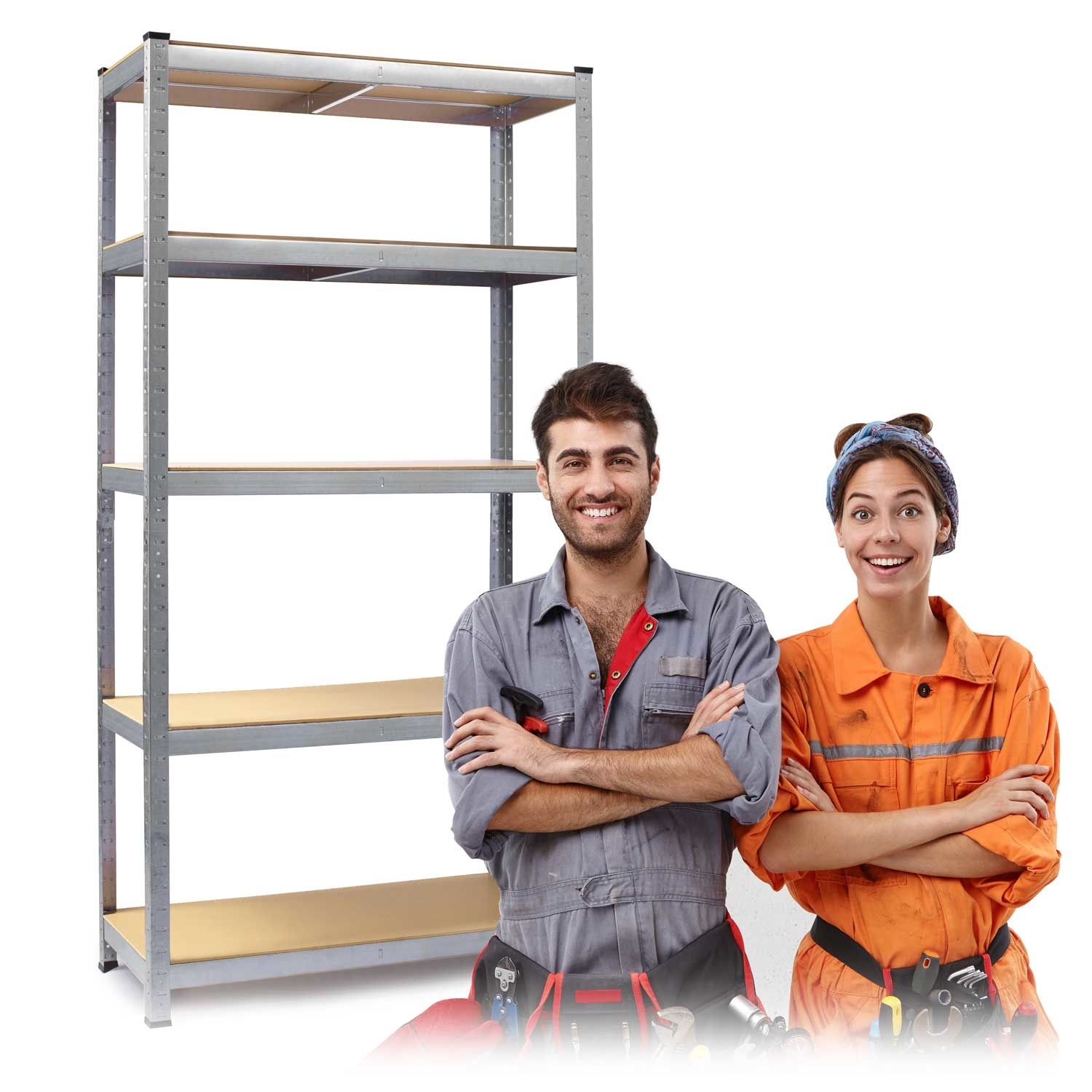 Stellingkast - opbergrek - mdf & staal - 205x120x45 cm - max. 1000 kg