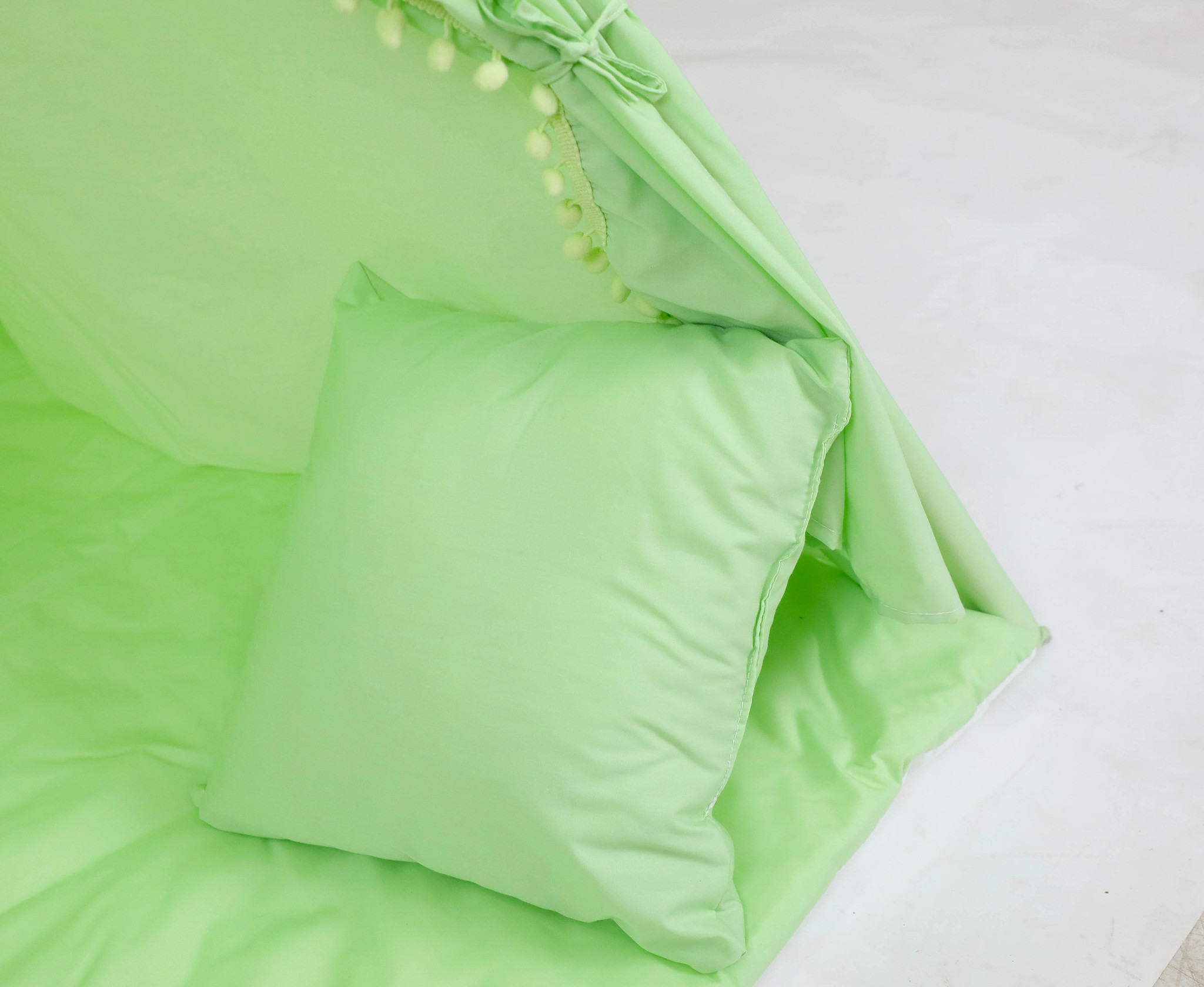 Tipi tent - speeltent met vloermat en kussens – groen