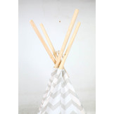 Tipi tent - speeltent met vloermat en kussens – grijs - zigzag