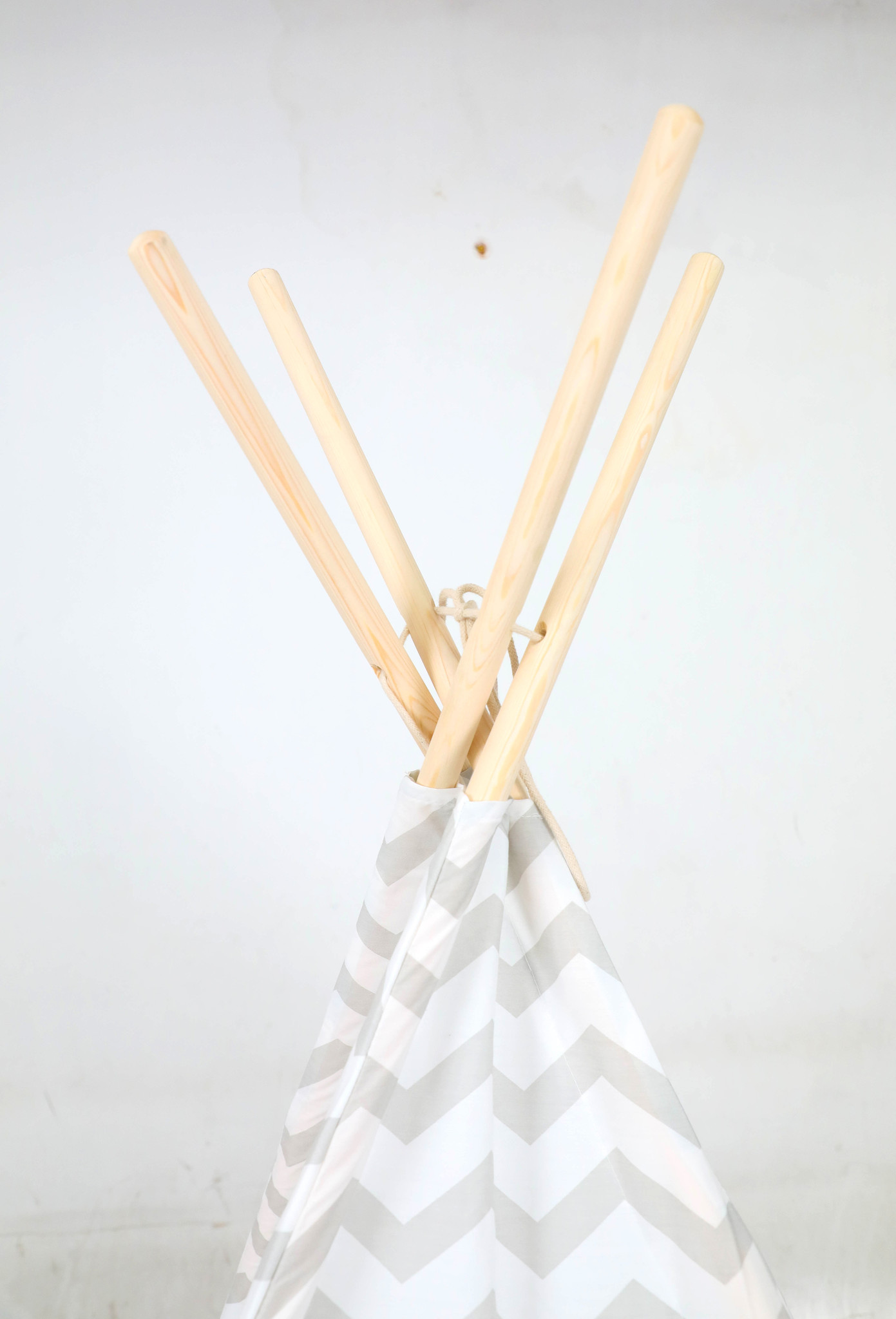 Tipi tent - speeltent met vloermat en kussens – grijs - zigzag