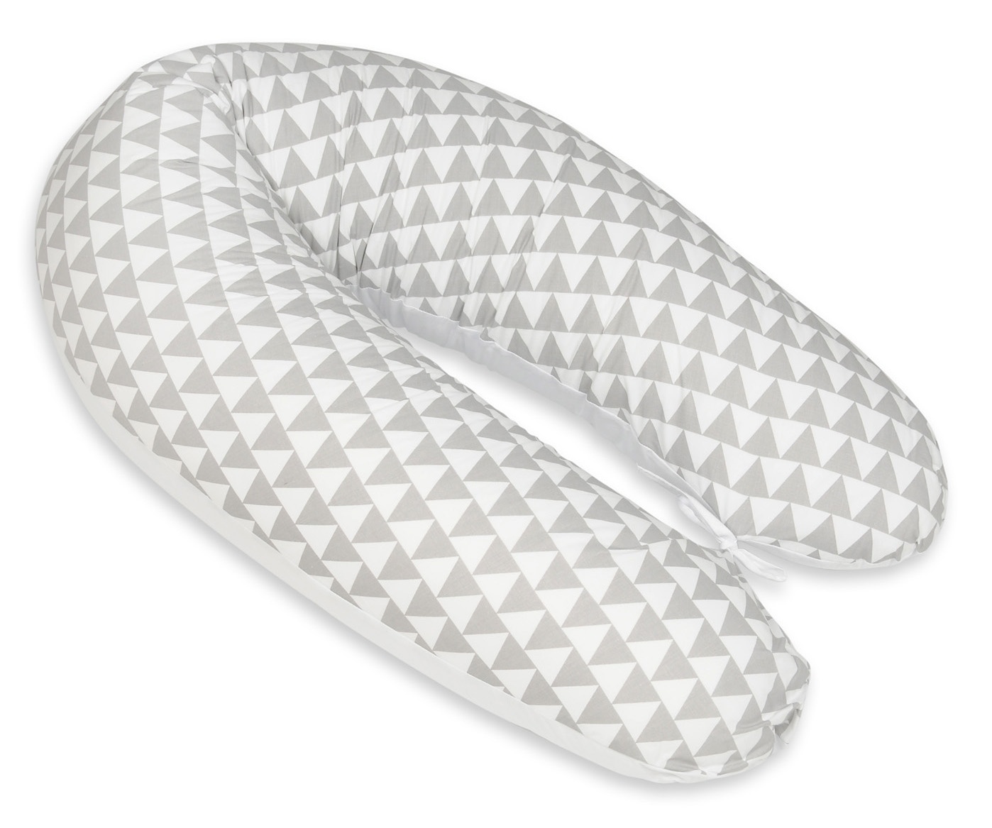 Voedingskussen - 100% katoen - witte/grijze driehoeken - 145 cm