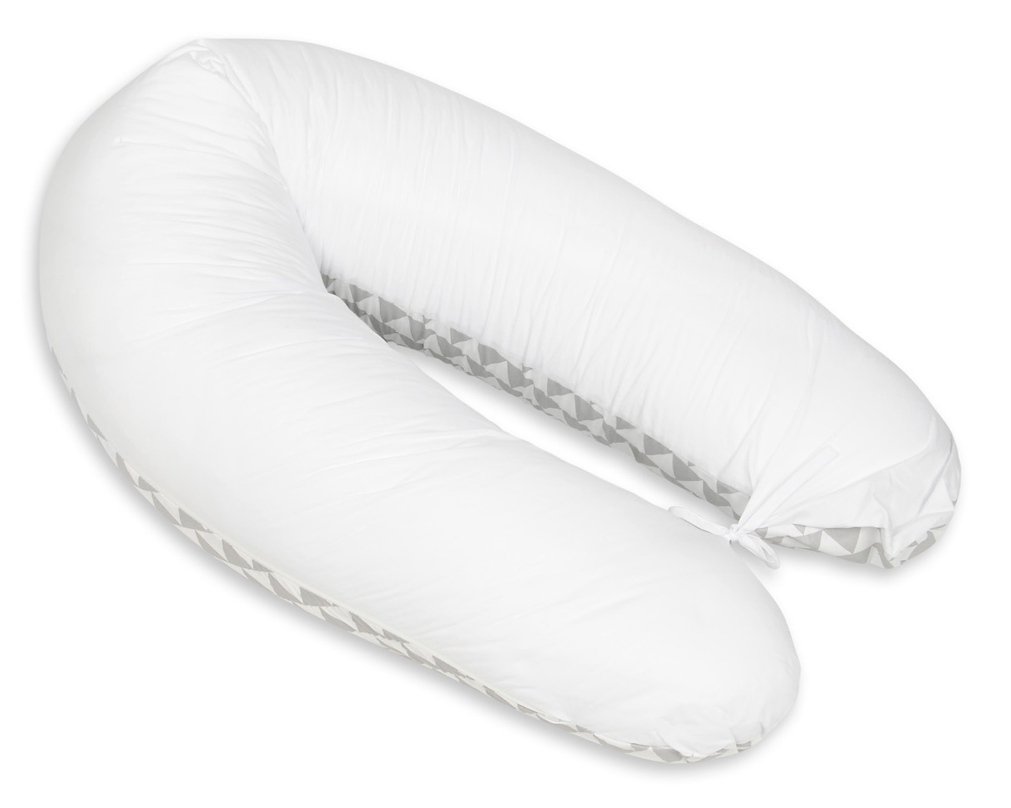 Voedingskussen - 100% katoen - witte/grijze driehoeken - 145 cm