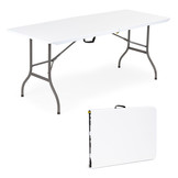 Inklapbare tafel - wit - 180x70cm - metaal/hdpe - 13,5kg
