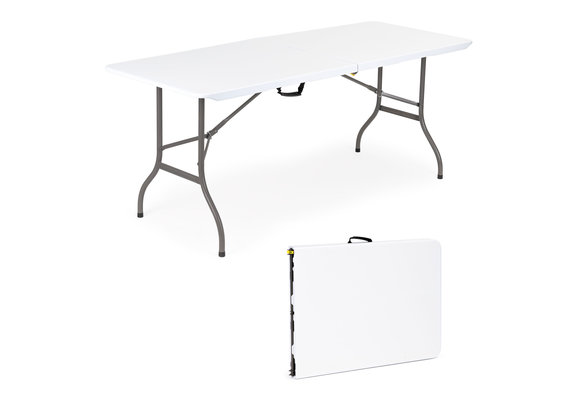 Inklapbare tafel - wit - 180x70cm - metaal/hdpe - 13,5kg