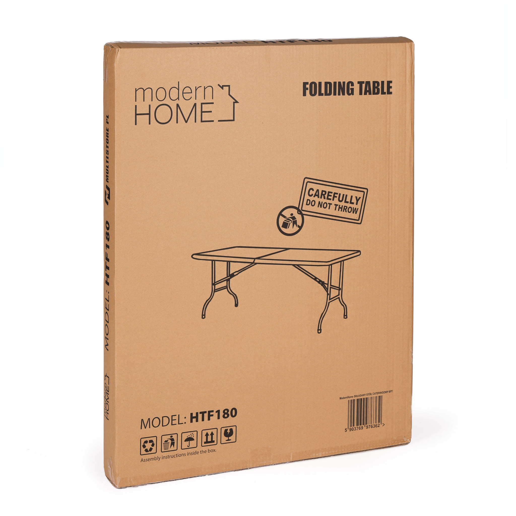 Inklapbare tafel - wit - 180x70cm - metaal/hdpe - 13,5kg