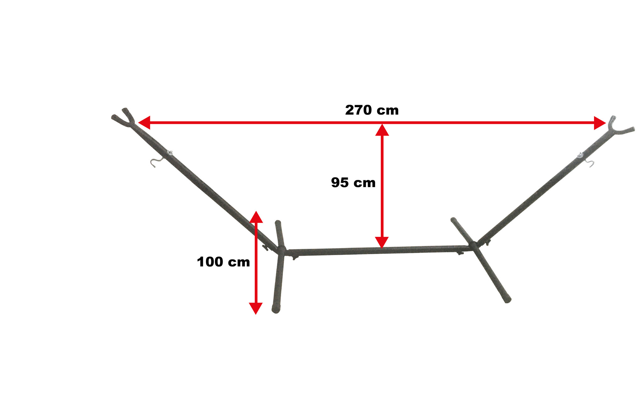 Hangmat standaard - hangmat frame - 270x100x95 cm - ijzer