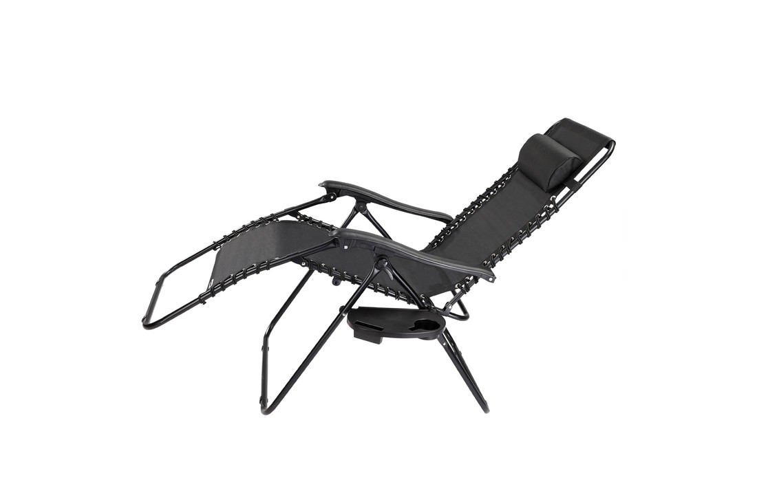 Ligstoel tuin - ligbed - 157,5 x 63,5 x 81 cm - zwart