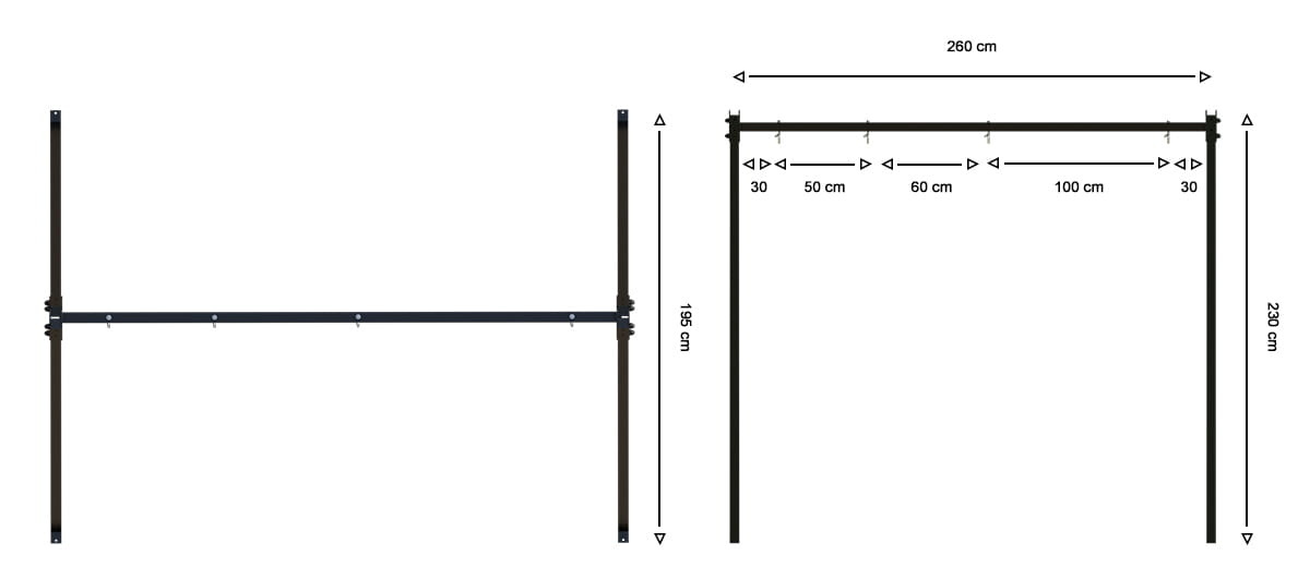 Schommel-hangmatstandaard 3-in-1 - grafiet - 260x195x230cm - 220kg
