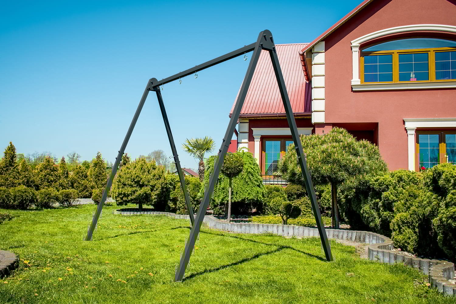 Schommel-hangmatstandaard 3-in-1 - grafiet - 260x195x230cm - 220kg