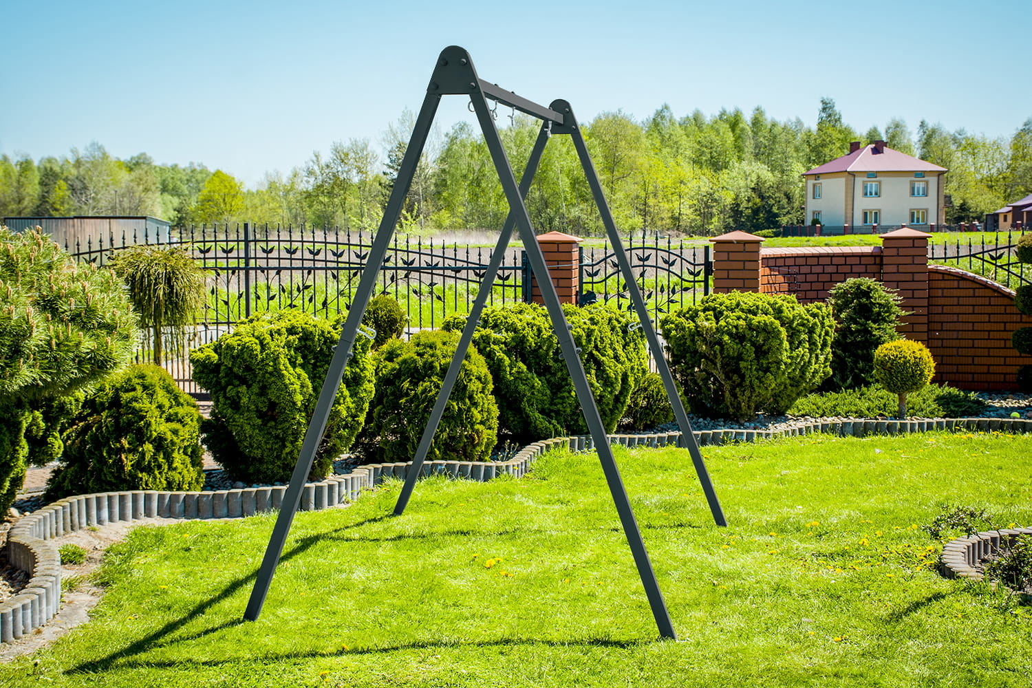 Schommel-hangmatstandaard 3-in-1 - grafiet - 260x195x230cm - 220kg