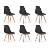 Eetkamerstoelen KITO - set van 6 eettafel stoelen - zwart