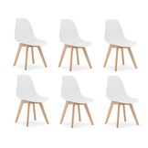 Eetkamerstoelen KITO - set van 6 eettafel stoelen - wit