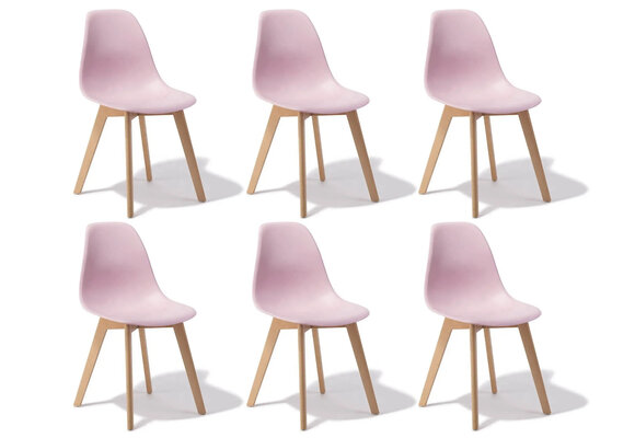 Eetkamerstoelen KITO - set van 6 eettafel stoelen - roze