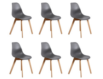 Eetkamerstoelen KITO - set van 6 eettafel stoelen - grijs