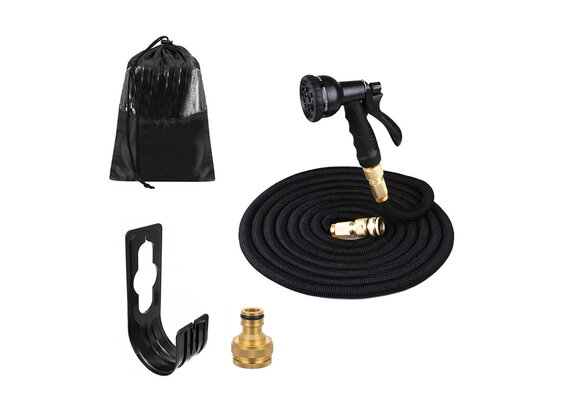 Flexibele tuinslang - 10-30 meter - met sproeipistool - zwart