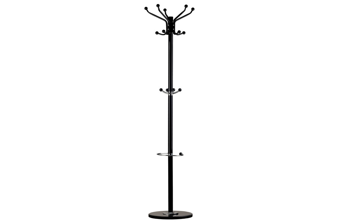 Kapstok - zwart - metaal - 14 haken - parapluhouder