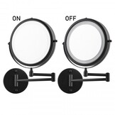 Make up spiegel met licht - zwart - rond 20 cm - met knikarm