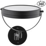 Make up spiegel met licht - zwart - rond 20 cm - met knikarm