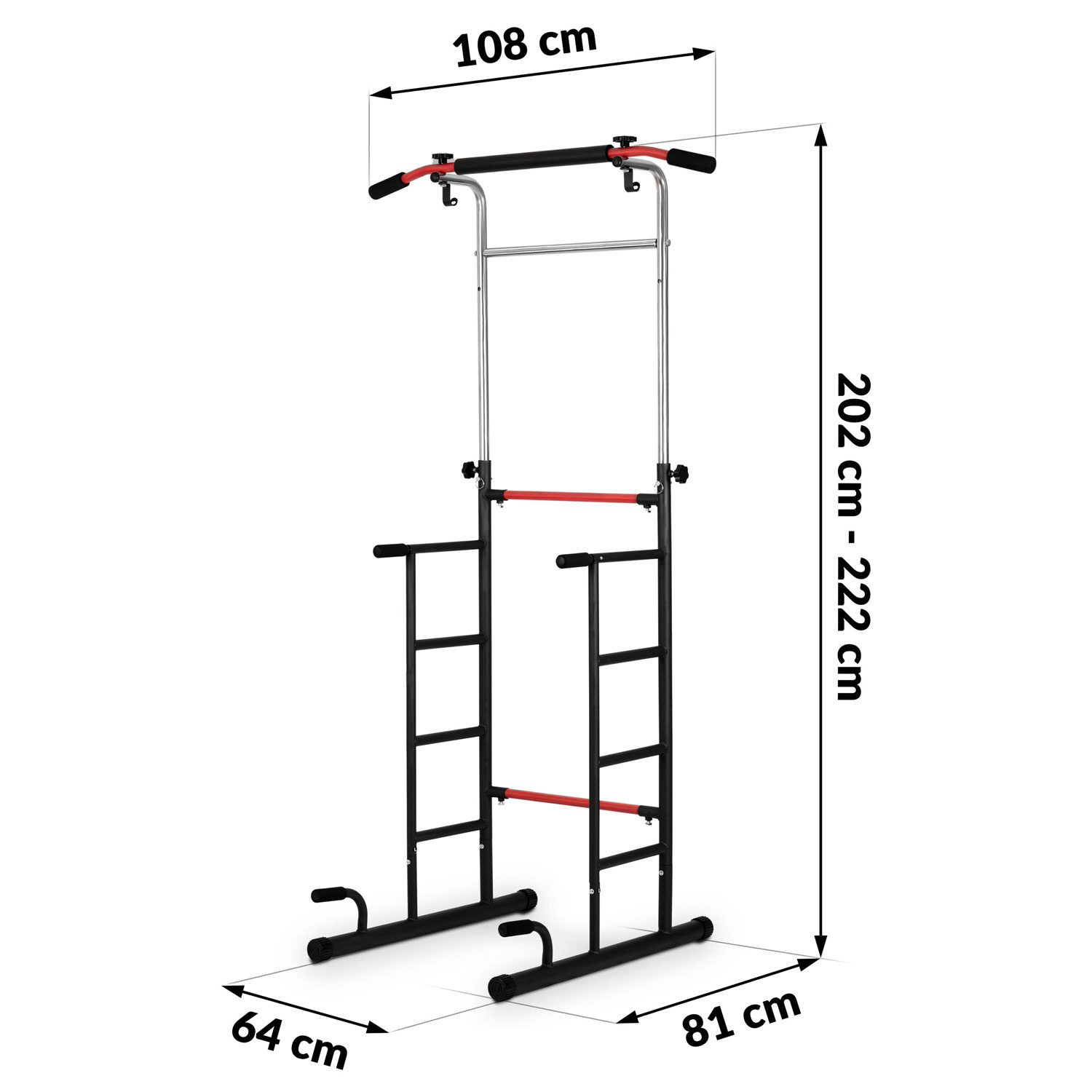 Optrekstang - pull up bar - vrijstaand - tot 222 cm hoog