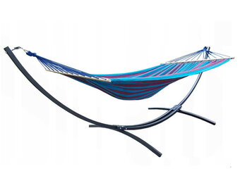 Hangmat standaard - zwart - incl. blauw paars hangmat - 220 x 160 cm